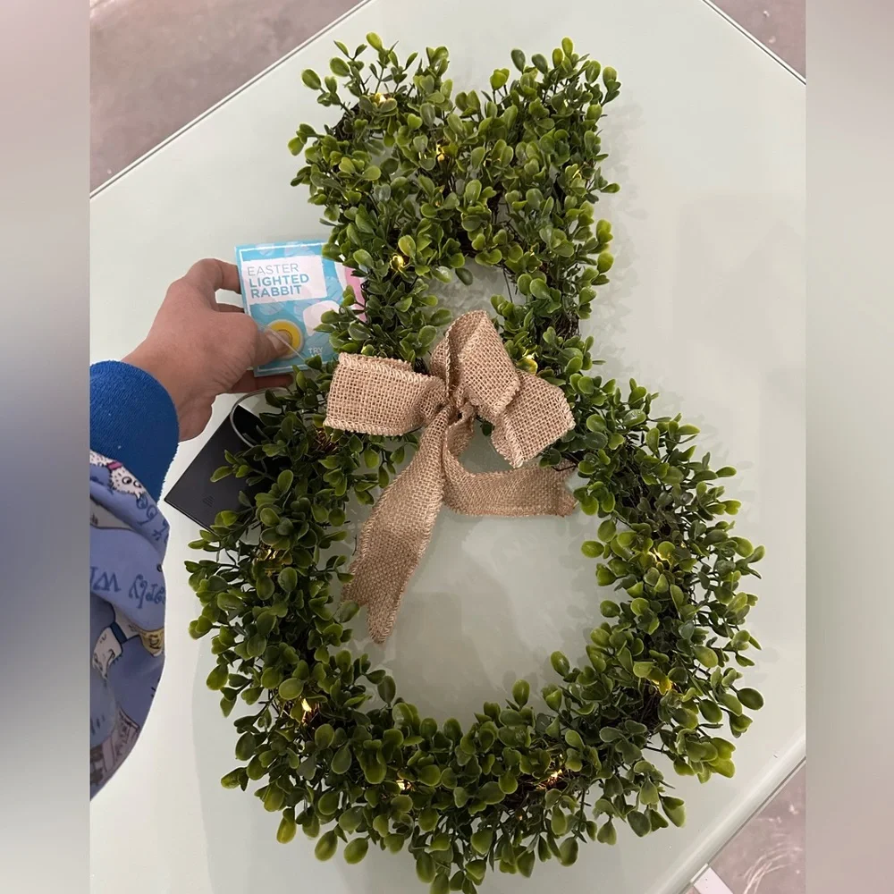 🌸NEW Greenery Wreath Easter Bunny Wreath with Lights